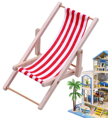 Miniatyrstol, trädekoration solstol | dockstol | strandstol | mobiltelefonhållare | ministol | fällstol tygsits för , skrivbord