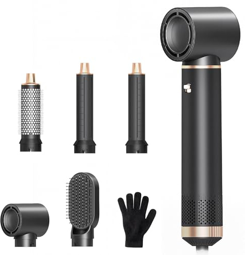 AVENHO 5-I-1 Multistyler Airstyler, Jonisk Varmluftsborste Med Utbytbara Luftlocktång, Volym- Och Plattborste, 800W, 3 Värmelägen, Styling För Alla Hårtyper