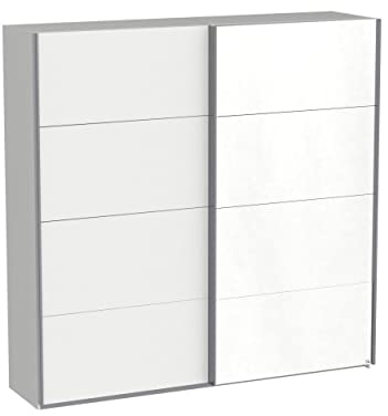Rauch Möbel Subito Schrank Schwebetürenschrank Kleiderschrank Weiss mit Spiegel, 2-türig, inkl. 2 Kleiderstangen, 2 Einlegeböden, BxHxT 136x197x61 cm