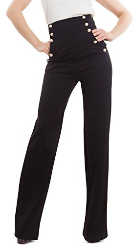 Toocool Pantaloni Donna Campana Vita Alta Zampa Elefante Elasticizzati Hot Nuovi AS-531 [XL,Nero]