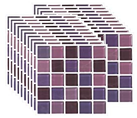 FBBULES 20PCS Adesivi per Piastrelle Cucina e Bagno, PVC Autoadesiva Mosaico Sticker Piastrelle Adesive, Impermeabile Mosaico Adesivi Parete per Piastrelle, Porpora (10x10cm/4x4pollici)