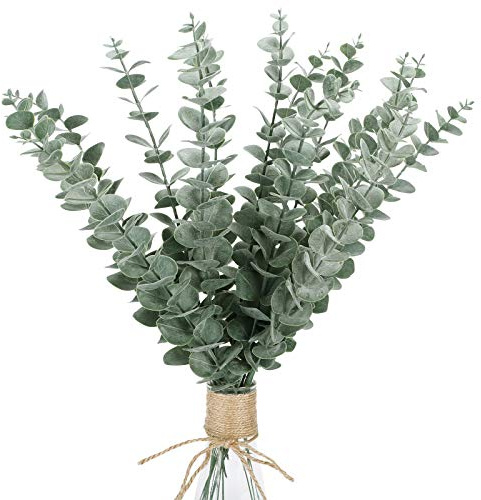 Funarty Eukalyptus-Zweige 45,7 cm hoch, Kunstpflanzen, künstlicher Eukalyptus, Mengenware, zur Dekoration von Hochzeitstafel-Aufsätzen, Bauernhäusern, Zuhause, 15 Stück