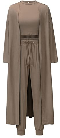 Les umes 3-teiliges Trainingsanzug-Set für Damen Cardigan vorne offen Tanktops Palazzo-Hose Lounge-Set