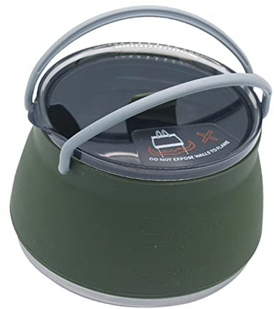 1L Kompakter Zusammenklappbarer Camping Silikon Kochtopf Reisen Wandern Picknick Faltbarer Kochtopf Wasserkocher Gasherd Teekanne Teekanne, Gruen