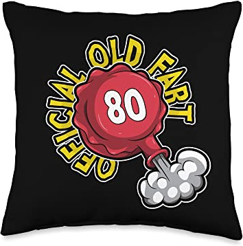 80th Birthday Official Old Fart Funny Red Whopee Cushion Throw Pillow
