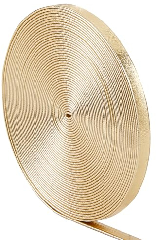 GORGECRAFT 5 m platta metalliska läderremmar 5 mm glansigt guldläderband glänsande PU-läder spetsremsa pärlband band hantverk dubbelsidiga falska tillbehör för att göra hantverkskudde