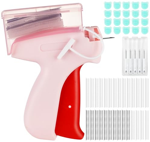 ilauke Etikettierpistole Kleidung Micro Stitch Gun, Nähpistole Kleidung mit 5 Nadeln, 3000 Plastiknadel 5/8mm, Schnelles Fixiergerät Werkzeug und Preisschilder Stitchy Quick Clothing Fixer für Clothes