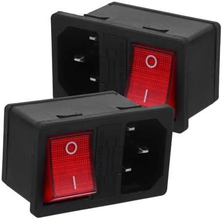 JECOMPRIS Elektrische Steckdose Mit Beleuchtetem Schalter Und Sicherung 2-fach Buchse Ac Stromanschluss Platzsparend Für Zuhause Und Büro