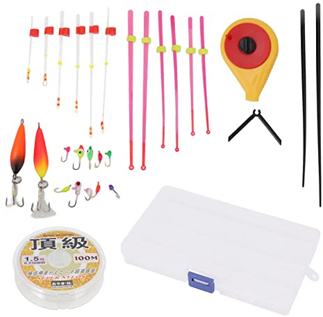 Set di mini ami portatili per canna da pesca sul ghiaccio, set di mini canne da pesca per principianti e adulti, acqua salata d'acqua dolce (giallo)