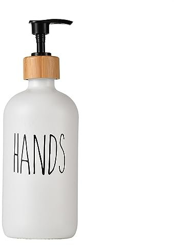 YAOHY Badrums Hand Desinfektionsmedel Tvåldispenser, 500 Ml Kapacitet Trälock Tvålpump Schampo Vattenflaska(White C)