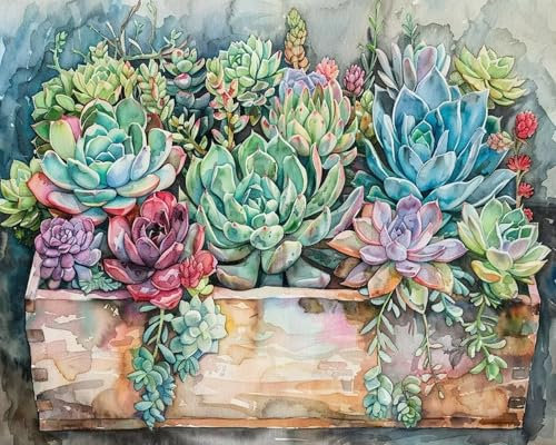 Weiniuniu 5D DIY Diamond Painting Kit Sukkulenten Kristall-Strasssteinen Bilder Set Diamond Arts Craft Malerei Erwachsene Home Wanddekoration 50x70 cm