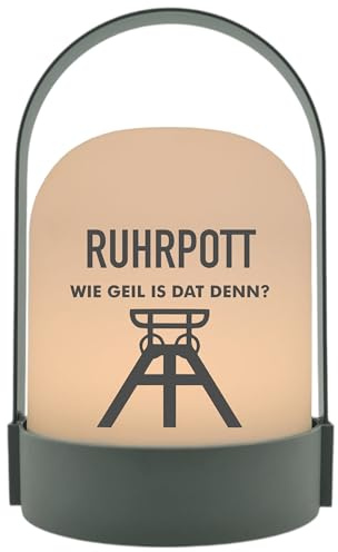 WB wohn trends LED-Laterne, Ruhrpott wie geil is dat denn, 22x14cm Batterie LED-Licht Kunststoff Lampe mit Text Spruch