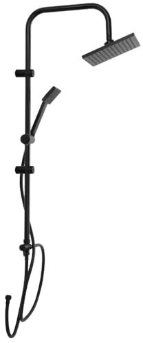 Envenzo Modern Bathroom RAIN Shower Column Set MATT Black Stainless Steel Shower 2-in-1 Rainfall Shower Head Adjustable Height Square Shower Set by Envenzo