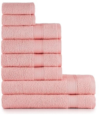 nottoc Set Asciugamani Bagno Rosa, Hotel, 100% Cotone, 2 Telo Doccia 70x140cm + 4 Asciugamani 50x90cm + 2 Asciugamani Ospiti 30x50cm, Asciugamani Bagno Viso e Bidet, Morbidi, Assorbenti