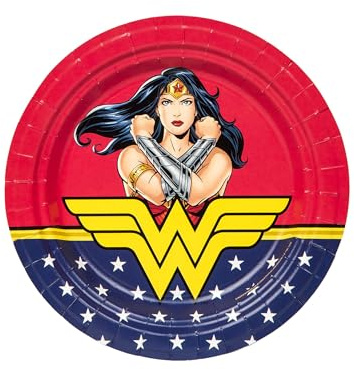 8 Assiettes en carton Wonder Woman 23 cm - Multicolore