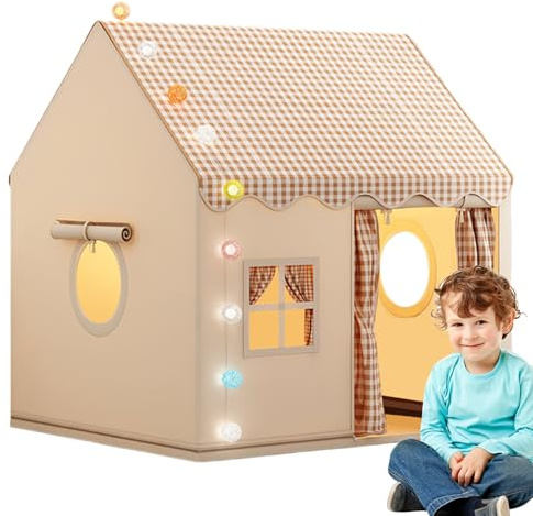 Children's Play Tent Indoor, Childrean's Tint Indorr, Castle Small House, Plegable Playhouse for Girls and Boys, Indor Pley Tant Far Childrene's Room, Role Plaiy, Reading Ande Playing