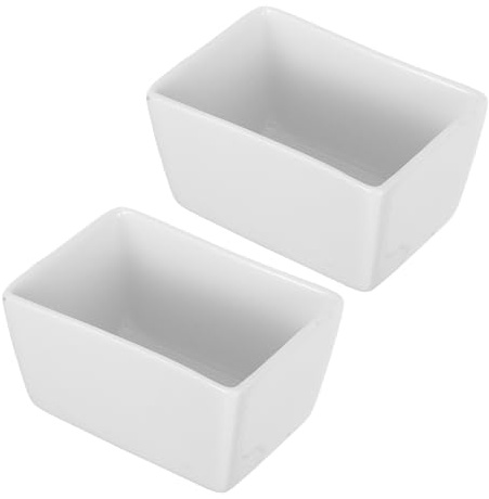 TOYANDONA 2 pièces Sucrier Rectangulaire Céramique Blanche Récipient Polyvalent pour Sucre Morceaux Bonbons et Condiments Lot de Pots pour Cuisine et Table à Café