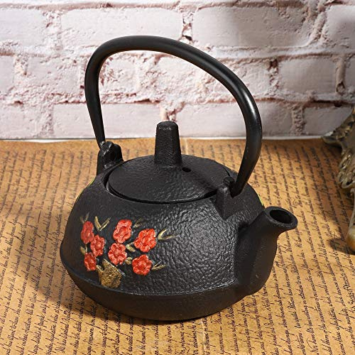 Haofy Tetera de Hierro Fundido, Capacidad de 1,5 L para 4-6 Personas con Filtro, Boquilla de Gancho Recto, Olla de Hierro de Estilo Japonés para Ceremonia del té, Decoración del Hogar, Sala de Estudio