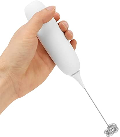 Plyisty Montalatte Portatile a Batteria, Frullino per le Uova per caffè, Cioccolata Calda, frappè, Piccolo Strumento da Forno per la (WHITE)