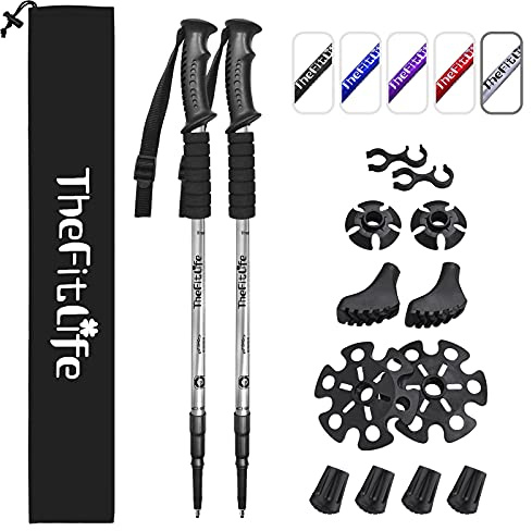 Telescopic Trekking Poles for Hiking, Anti-Shock Nordic Walking Sticks | Hiking Poles Collapsible Lightweight & Durable, Adjustable from 65-130cm for Men & Women, Camping, backpacking, Snowshoeing