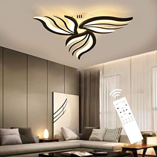 Lihaian Moderne LED Deckenleuchte Dimmbar - 30W Wohnzimmerlampe Deckenlampe Schlafzimmer mit Fernbedienung Lichtfarbe Helligkeit Farbwechsel - Schwarz Deckenbeleuchtung Lampe Dimming Innenbeleuchtung