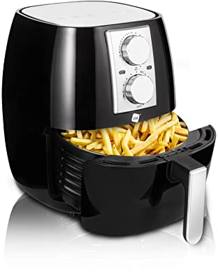NK Friggitrice ad Aria Friggitrice Mechanical 4,5L - Friggitrice ad aria calda XL, facile da usare, 6 programmi, 1500W, temperatura regolabile fino a 200ºC (ricettario digitale ESP/EN)