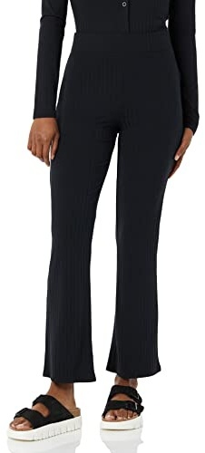 Daily Ritual Women's Wide Rib Flared Ankle Pant Pants, -Black, Large