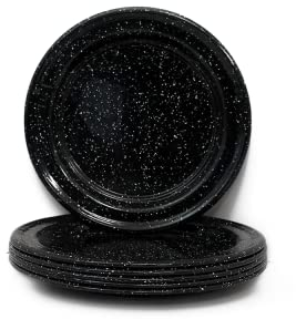Graniteware – Lot de 6 assiettes en acier émaillé – 22cm – Noir
