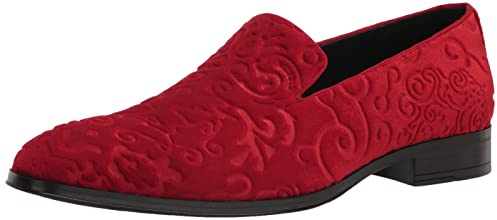 Stacy Adams Saunders Velour Slip on, Mocassino Uomo, Rosso Viaggio Tinta Unita Getaway Solids, 45 EU