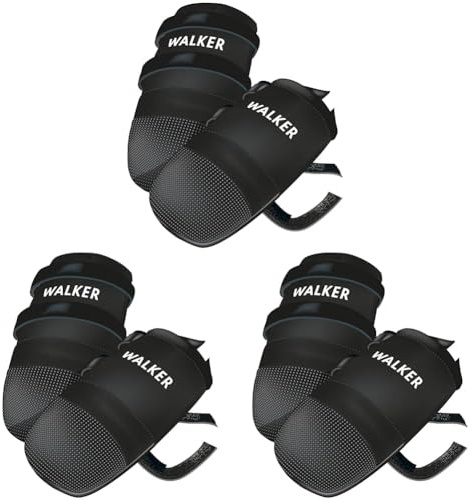 TRIXIE Wasserabweisende Hundeschuhe Pfotenschutz Walker Care, S, 2 St., schwarz- 1956 (Packung mit 3)