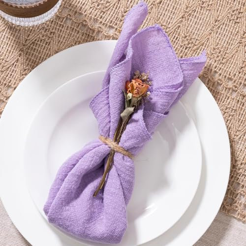 MLMW Juego de 6 servilletas de tela para otoño, de algodón, para Acción de Gracias, color lila, 41 x 40 cm, para Navidad, boda, fiesta, decoración de otoño