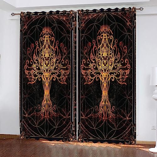 Vorhang Blickdicht 3D Goldene Abstraktion - 2 Stücke Verdunklungsvorhänge Mit Ösen Schlafzimmer Wohnzimmer Schallschutz Vorhang Verdunkelung Gardinen, Kinder Vorhänge-4V0G3Q8L6M0