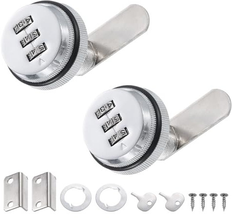 PATIKIL Lucchetto a Combinazione 1, 2Pz Serrature Mobili con Combinazione Password Serrature Mobili con Cilindro Cromato per Cassetti Legno Spessore 10-20 Mm, Argento