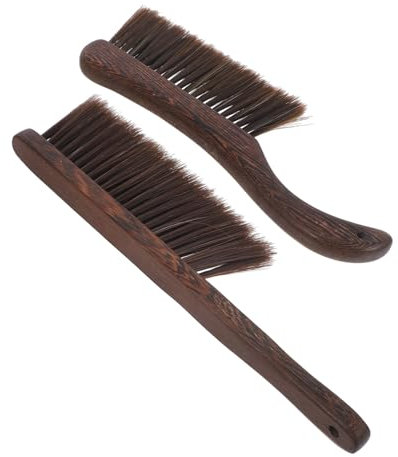 Beavorty 2pcs Wood Handle Bed Brush Hand Broom Brush Soft Bristles for Sofa Cleaning and for Bed Cleaning and