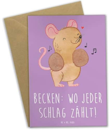 Mr. & Mrs. Panda Grußkarte Becken - Geschenk, einladungskarten, weihnachtskarten, Klang, Timing, hochzeitskarten, Instrument, Geschenkideen, Musik, Musiker, Lernen, Schlaginstrument, Grußkarten