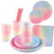 Vajilla de Fiesta, Shodiffy 150 Piezas Platos y Vasos para Cumpleaños, Reutilizable Platos de Papel Servilletas de Vasos Pajitas para Fiestas, Bodas, Aniversarios para 25 Invitados