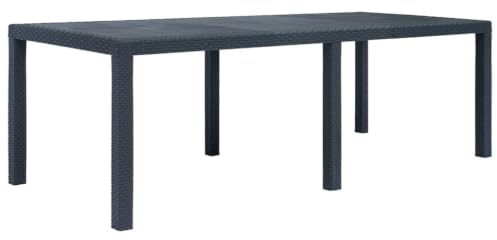 Myheimly Gartentisch Kunststoff Rattan-Optik Balkontisch Terassentisch Tisch Anthrazit,220 x 90 x 72 cm