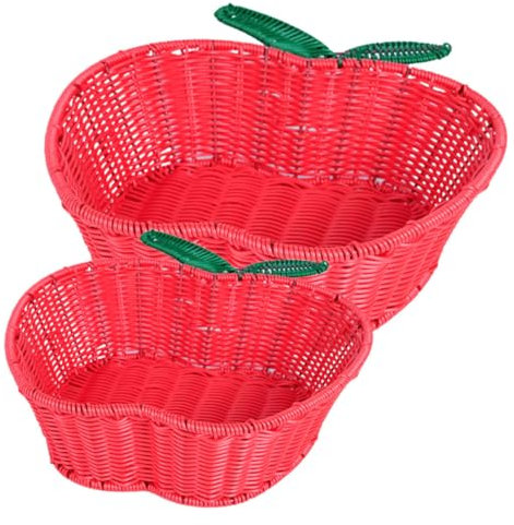 1 Satz Apfel-aufbewahrungskorb Obstkorb Zum Servieren Aufbewahrungskorb Für Regale Geflochtener Obstkorb Weidenkörbe Für Obstschale Korb Mit Deckel Trockenobstkorb Pp Rot 2st IMIKEYA
