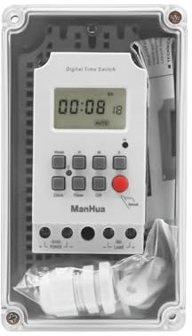 MT316SE Minuteur numérique étanche 12 V DC 25 A avec boîtier étanche transparent pour interrupteur minuterie extérieur