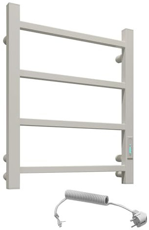 Elna - Scaldasalviette bianco - 45W - 510x400mm - Elettrico per casa e appartamento in affitto - Compatto, facile da montare e a risparmio energetico - Con timer e termostato - IP44