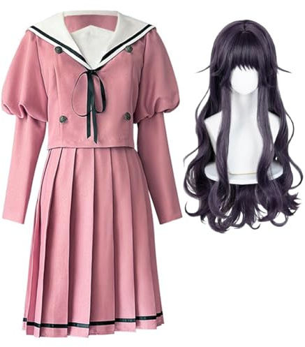 Jilijia Disfraz de cosplay de anime Kaoruko Waguri Waguri-san, uniforme escolar japonés, falda plisada rosa, disfraz de marinero para Halloween, carnaval, fiesta de cosplay
