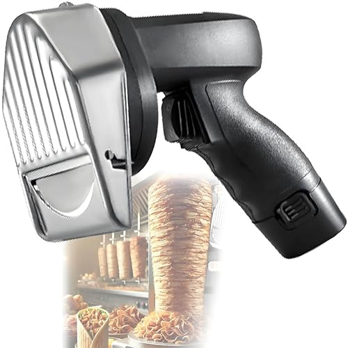 PioMue Cortadora de Kebab eléctrica, cortadora de Kebab de Acero Inoxidable, Cuchillo para Kebab, Grosor de 0 a 8 mm, con 2 Cuchillas, para Barbacoa de Restaurante. Wireless