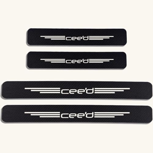Auto Porta Davanzale Protettore Fibra Di Carbonio Soglia Adesivi 4pcs Per KIA Ceed Anti-graffio Soglia Guardia Strisce Interno Facile Installare Ingresso Protezioni Accessori (Bianco)