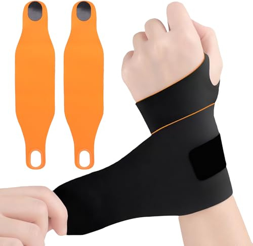Hocklliy 2 Pcs Wrist Supports for Right/Left Hand Wrist Compression Support Ultrathin & Adjustable for Tennis Gym Sports Pain Relief One Size