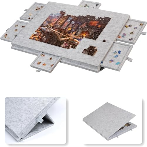 Detta Fällbara Pusselbord Har Ett Justerbart Stativ Och Lock, En Lätt Pusselbräda I Filt Och Sex Lådor För Att Organisera Pussel, Som Rymmer 1000-1500 Bitar. D 1500 pieces [90 * 63 * 4.2cm]