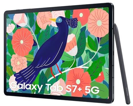 Samsung Galaxy Tab S7+, Android Tablet mit Stift, 5G, 3 Kameras, großer 10.090 mAh Akku, 12,4 Zoll Super AMOLED Display, 256 GB/8 GB RAM, Tablet in Schwarz