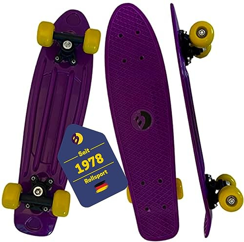 Best Sporting PP-Skateboard I Retro Mini-Board für Kinder in Lila I Hochwertiges Cruiser Board Mit ABEC 5 Kugellager I Vintage-Look