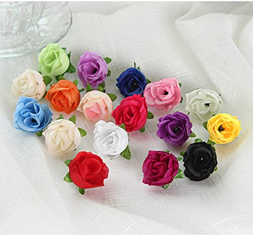 SUKPSY 50 Pcs Mini Artificial Rose Flower Head 1.18 inch Multicolor Silk Flower Fake Rose Head for Wedding Party Home Decoration DIY Craft Bridal Bouquets Hats Accessories