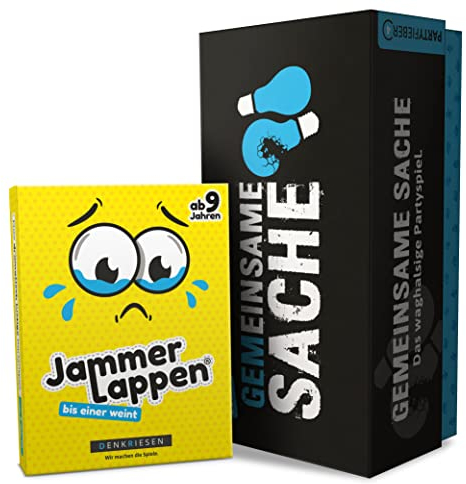 DENKRIESEN - Party Pack – PARTYFIEBER GEMEINSAME Sache + JAMMERLAPPEN | Lustige Partyspiele ab 12 | Witziges Kartenspiel für Spieleabende | Perfekte Geschenkidee für Freunde & Familie