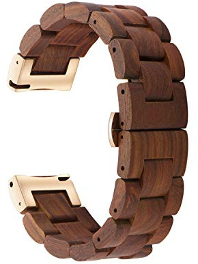 AIYIBEN Schnellspannarmband, Uhrenarmband aus Naturholz, Wahl der Armbandfarbe und -breite 18mm, 19mm, 20mm, 21mm, 22mm, 23mm oder 24mm (18mm, Rotes Sandelholz)